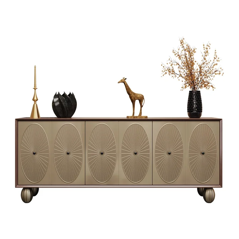 

*American light luxury wall integrated locker French retro villa solid wood carving audio-visual cabinet