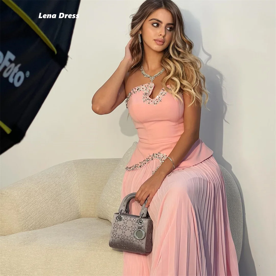 Sukienki Lena bez rękawów szyte na miarę na specjalne okazje, eleganckie suknie szyte na zamówienie, sukienki w kształcie litery A, luksusowe, błyszczące sukienki na studniówkę dla kobiet, kolekcja 2025.