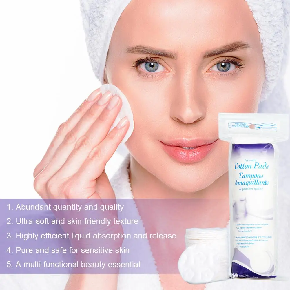 100枚入り 丸型コットンパッド、厚手で柔らかいメイク落としパッド、ふわふわの質感のフェイシャルコットンラウンド（顔と爪用）