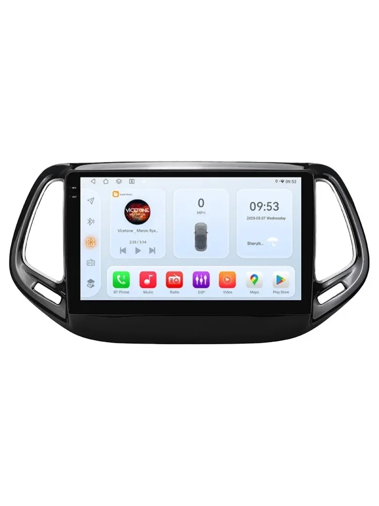 OSSURET – szybka dostawa, 10,1-calowy 2-DIN system Android 15 do samochodu, przeznaczony dla Jeep Compass (roczniki 2017–2020), bezprzewodowy CarPlay, Android Auto, nawigacja GPS, radio samochodowe, — 2