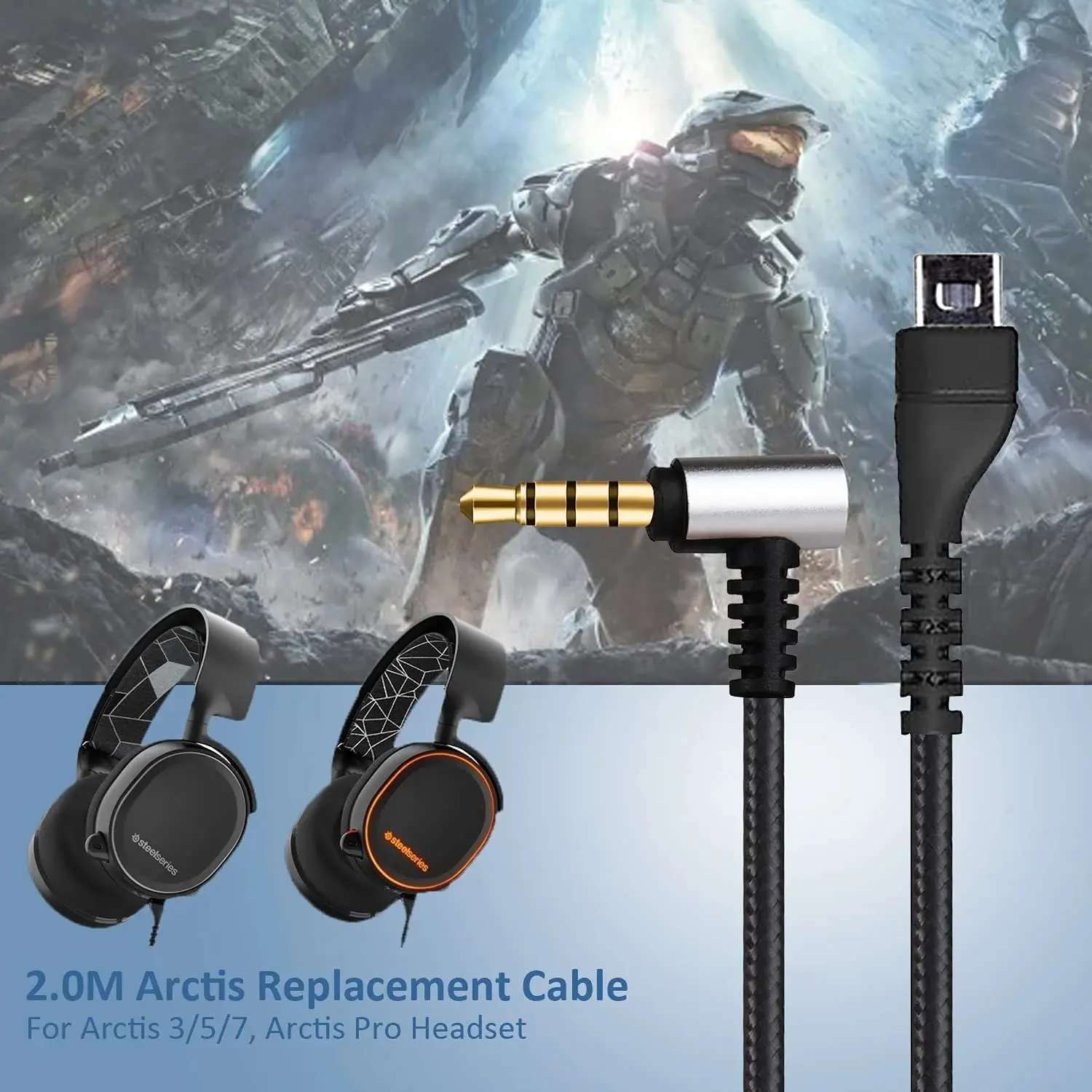 V-MOTA cavo Audio sostitutivo compatibile con SteelSeries Arctis 7 / 5 / 3/ Pro Wireless, cuffie da gioco Arctis Pro 6.3 piedi