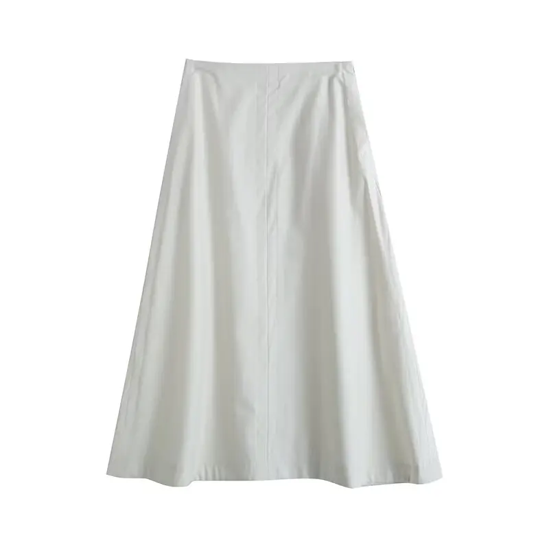 

Women's new fashion Stitching design casual versatile trumpet umbrella skirt retro high waisted side zipper women's skirt Skazi