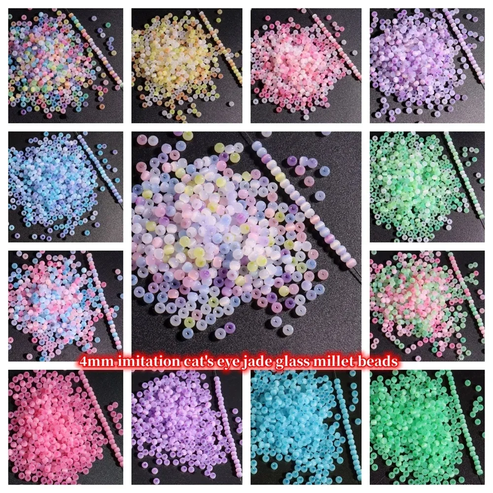 130Pcs 4mm Cat Eye Beads 6/0 Smooth Imitation Jade Glass Seedbeads For DIY Jewelry Making Charm Bracelet Necklace Accessories