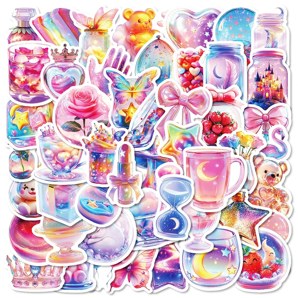 

10/30/50pcs Cute Crystal Series Aesthetic Stickers Decals DIY Suitcase Stationery Phone Bike Waterproof Cartoon Sticker Kid Toy