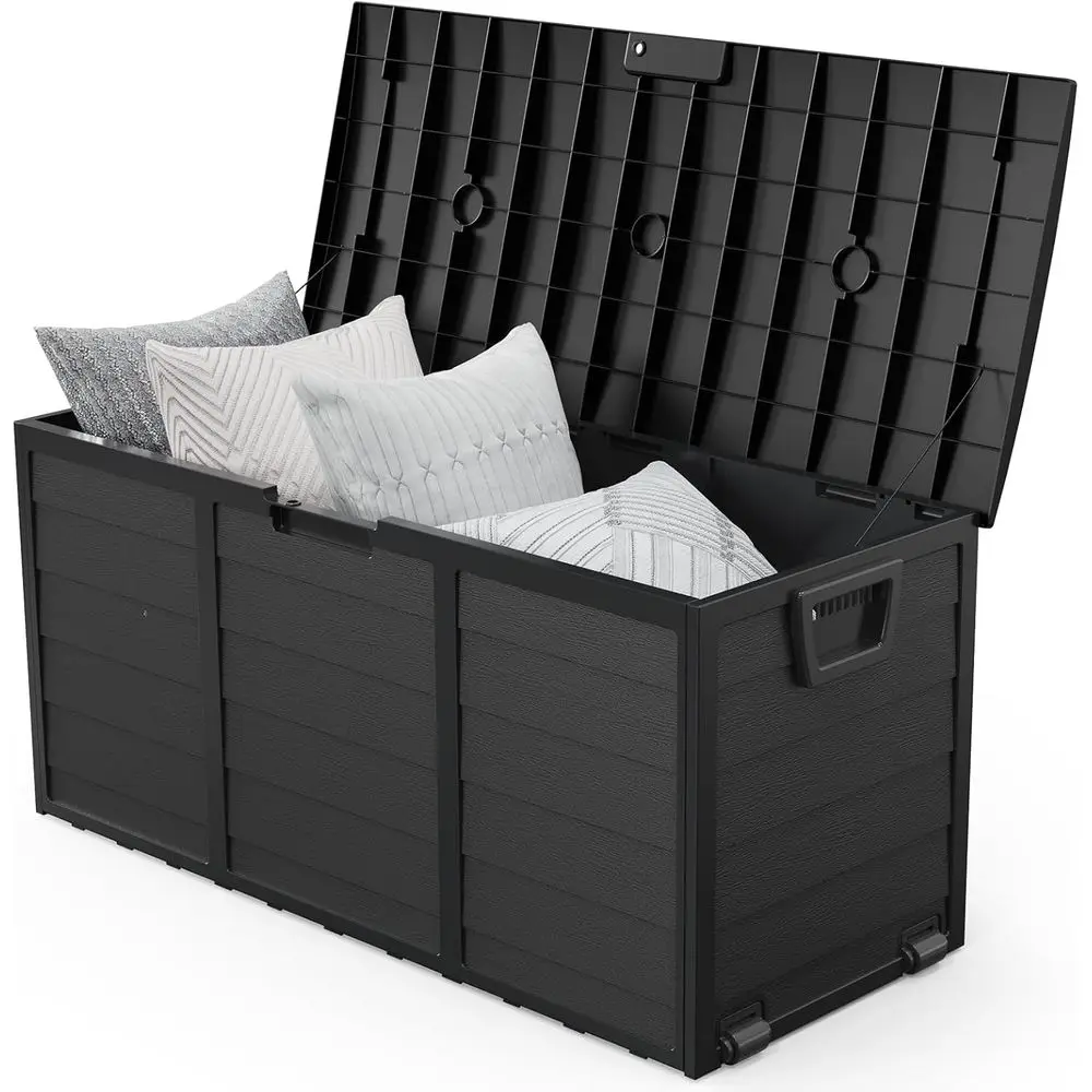 75 Gallon Weatherproof Lockable Plastic Outdoor Storage Box for Patio, Deck, Garden, Pool, and Yard