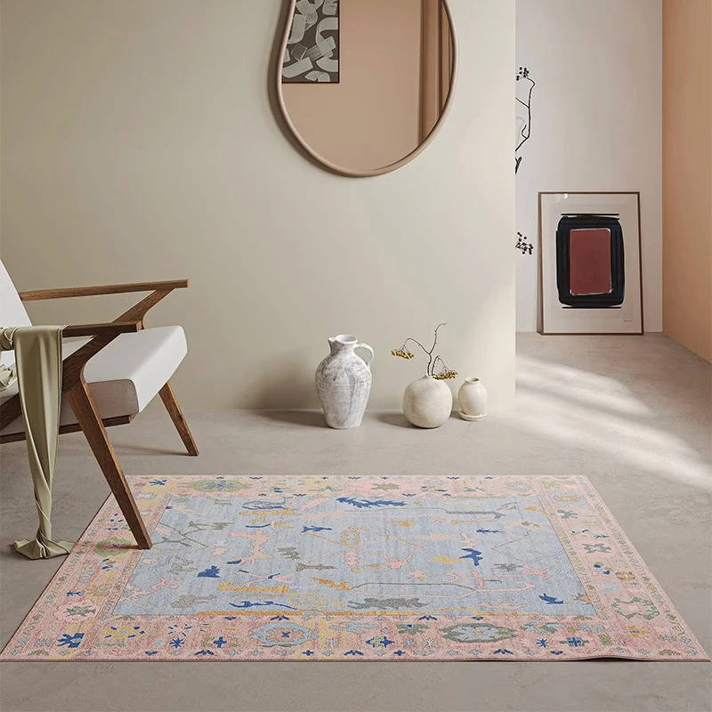 Persian Morocco Carpets for Living Room Pink Blue Large Area Rugs for Bedroom Decoration Home Washable Floor Mat Luxury Room Rug