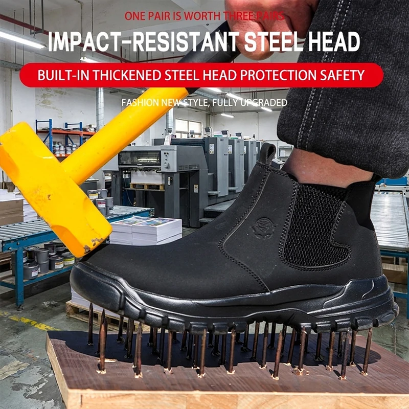 Unisex Microfiber Upper Steel Toe Kevlar Plate EVA Sole Anti-Puncture Easy On Off Work Safety Shoes Work shoes