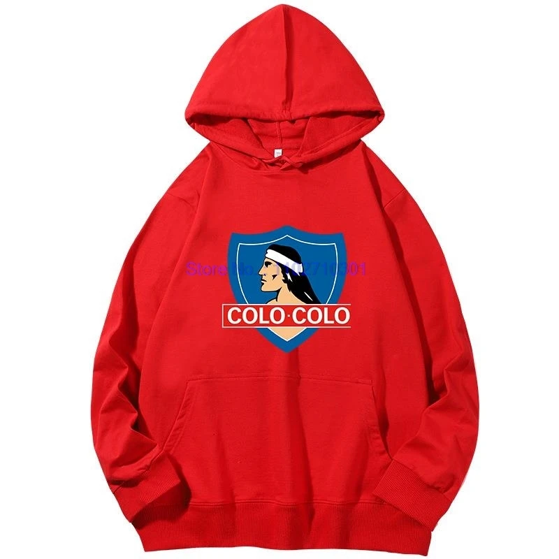 Modische Grafik-Kapuzenpullover Colo Colo Camisa Fußball Weiß Unisex Baumwoll-Essentials Hoodie Kapuzenpullover – Detail 4