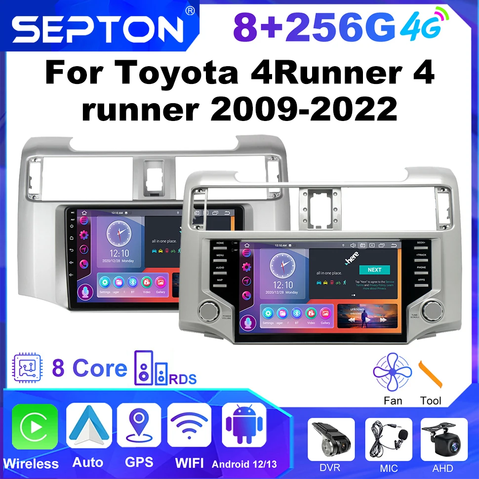 

SEPTON Android Car Radio Player for Toyota 4Runner 4 Runner 2009-2022 Car Player 2Din Navi GPS 4G 8core Vehicle Audio Systems BT