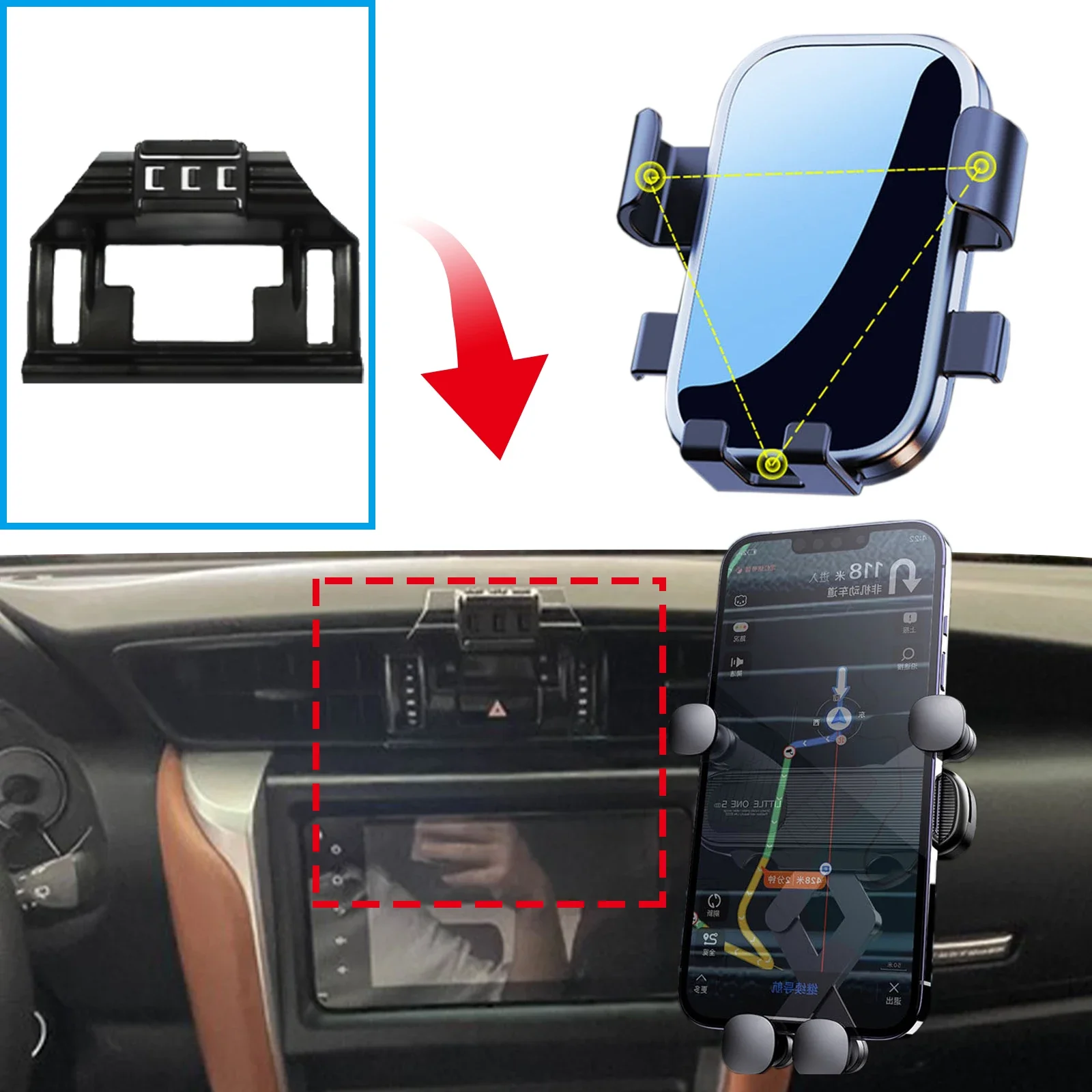 fit for Toyota Fortuner 2016 2017-2021 Screen Base Mount Phone Holder Dedicated Clip-On Navigation Bracket Car​​ accessoires