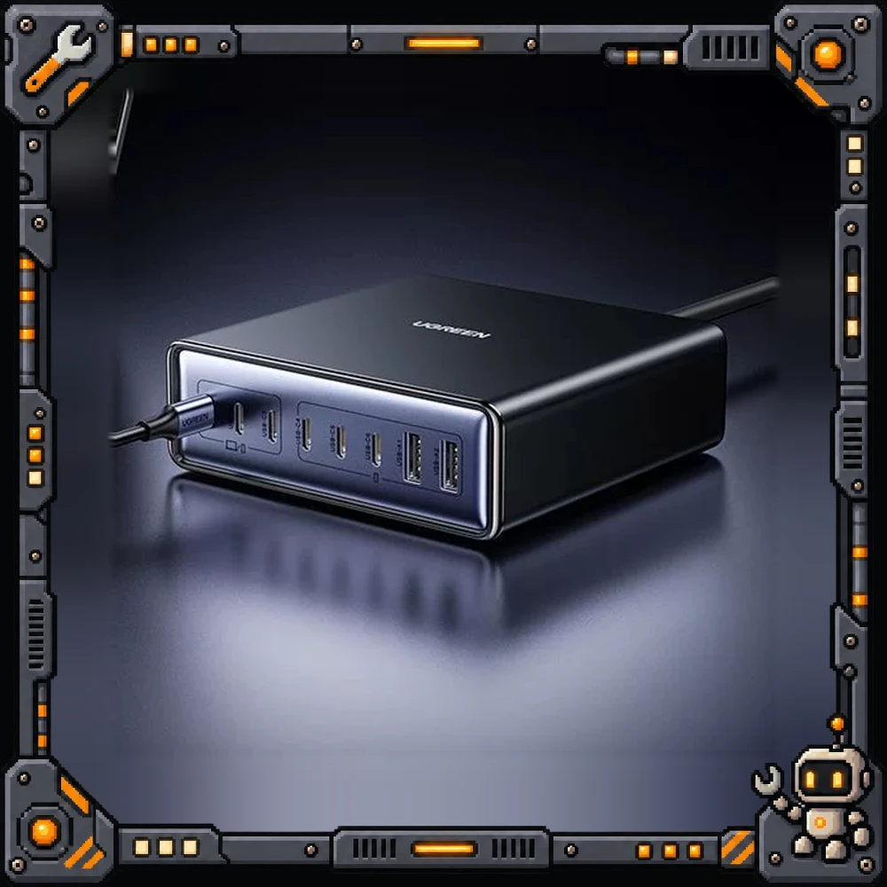 UGREEN 55763 Desktop GaN Charger 200W 8-Port 6 USB-C 2 USB-A PD PPS Fast Charging for Phones Tablets and Laptops