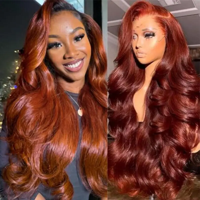 Reddish Brown Color Body Wave 13x4 Lace Front Human Hair Wig 250 Density 13x6 Hd Lace Frontal Wigs Brazilian Pre Plucked