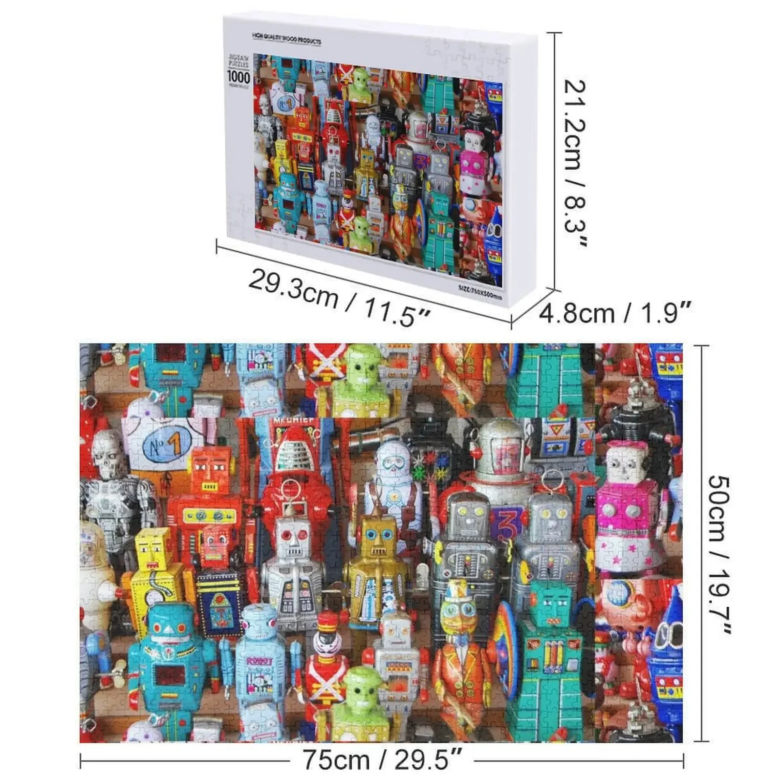 Blikken robotspeelgoed Legpuzzel Houten houten kisten voor volwassenen Puzzel
