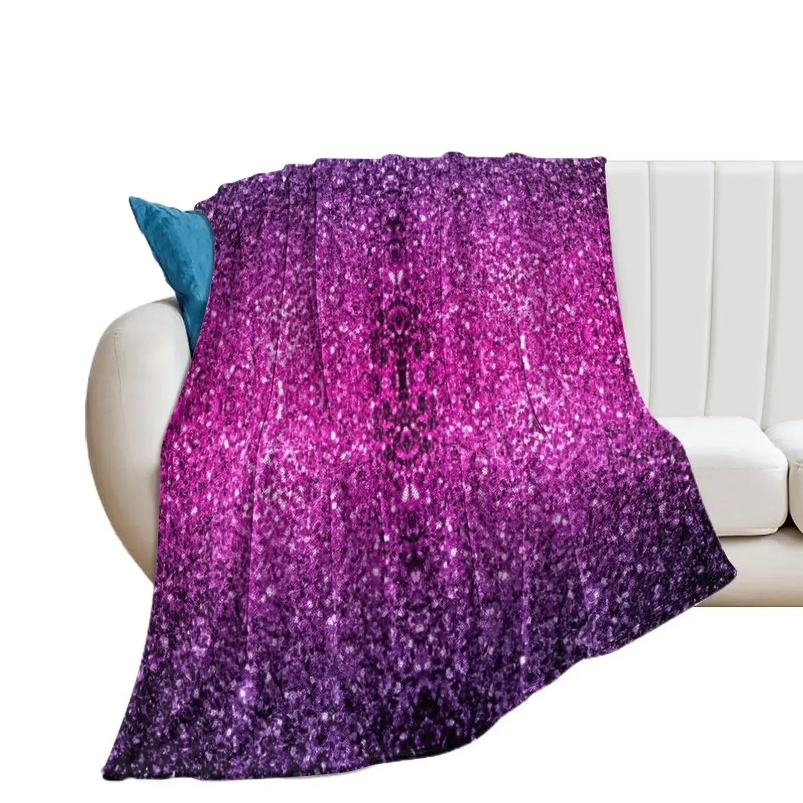 Purple Pink Ombre faux glitter sparkles (Photo of Glitter - Not Reflective) Throw Blanket Polar Soft Plaid Plush Blankets