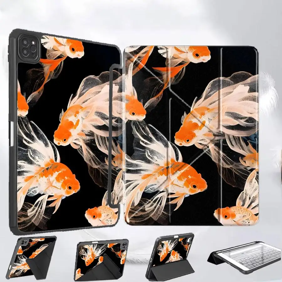 

Чехол-держатель для планшетов iPad Air 4, 5, M3, M2, M4, 11 дюймов, Pro 2025, Pro 11-го, 10-го, 9-го, 8-го, 7-го поколений, 12.9 дюймов, Mini 6, 7 с дизайном Lucky Koi Fish
