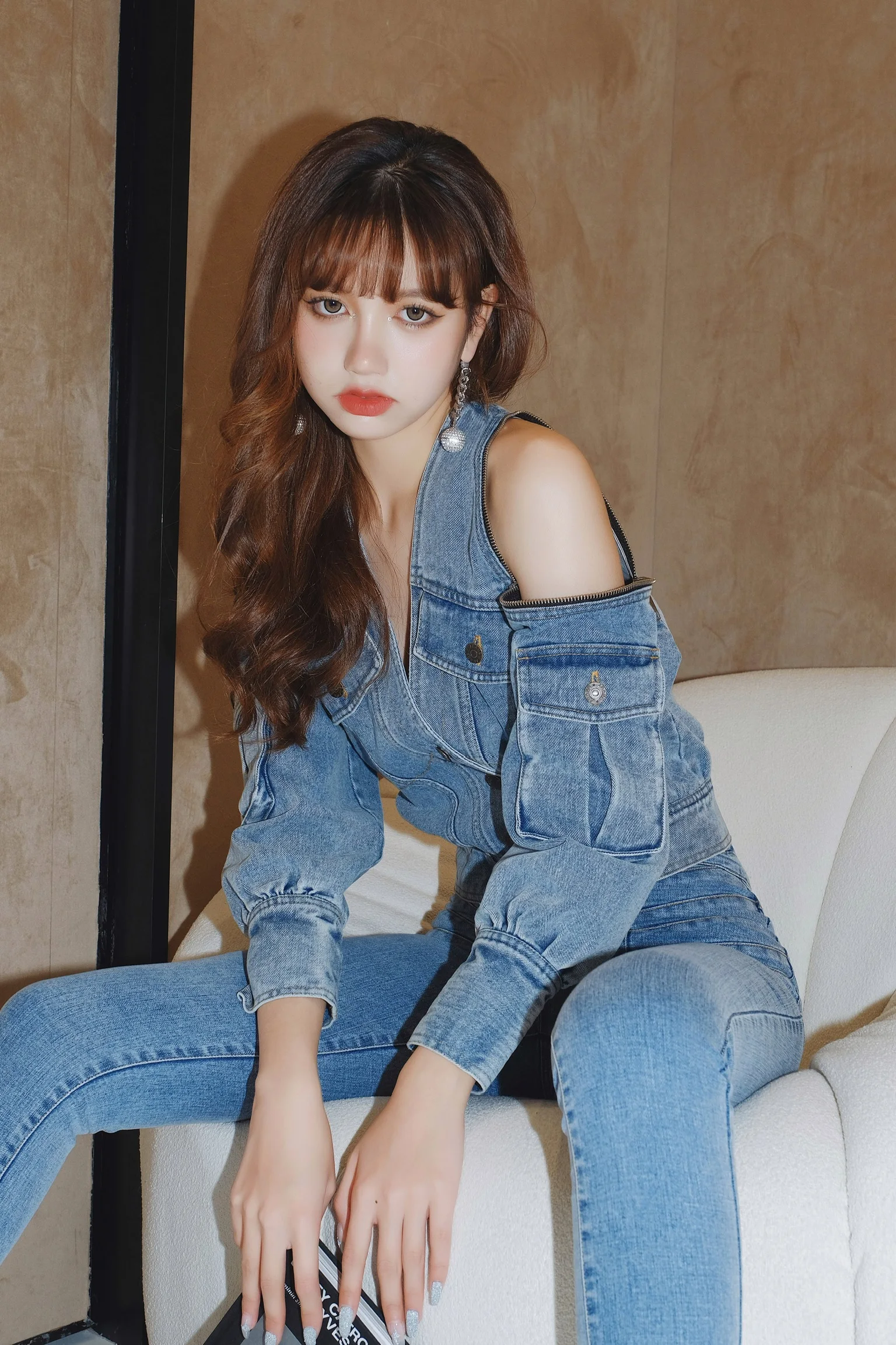 2024 Spring Denim Jacket Women Casual Off The Shoulder Jacket Autumn Long Sleeve Single Breasted Vintage Jean Coat Streetwear