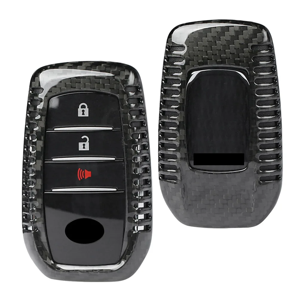 T-Carbon Car Remote Key Fob Case Shell Housing Carbon Fiber Black For Toyota Alphard RAV4 Hilux etc.