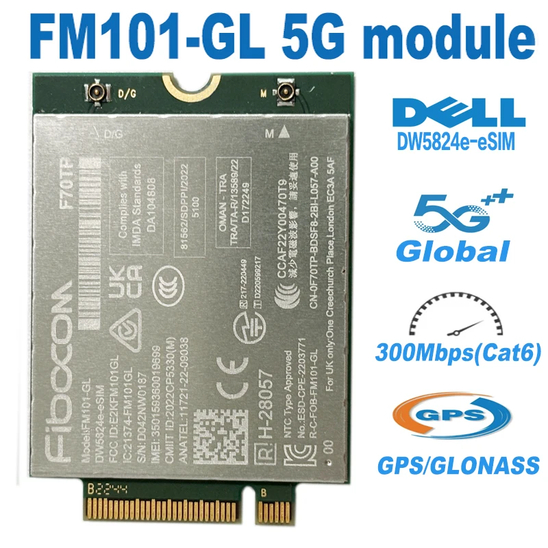 

FM101XMM 7360 Global LTE-Advanced Fibocom FM101-GL DW5824e E-SIM DW5825e E-SIM Открытие для себя быстрой карты 4G LTE Cat 6 300 Мбит/с