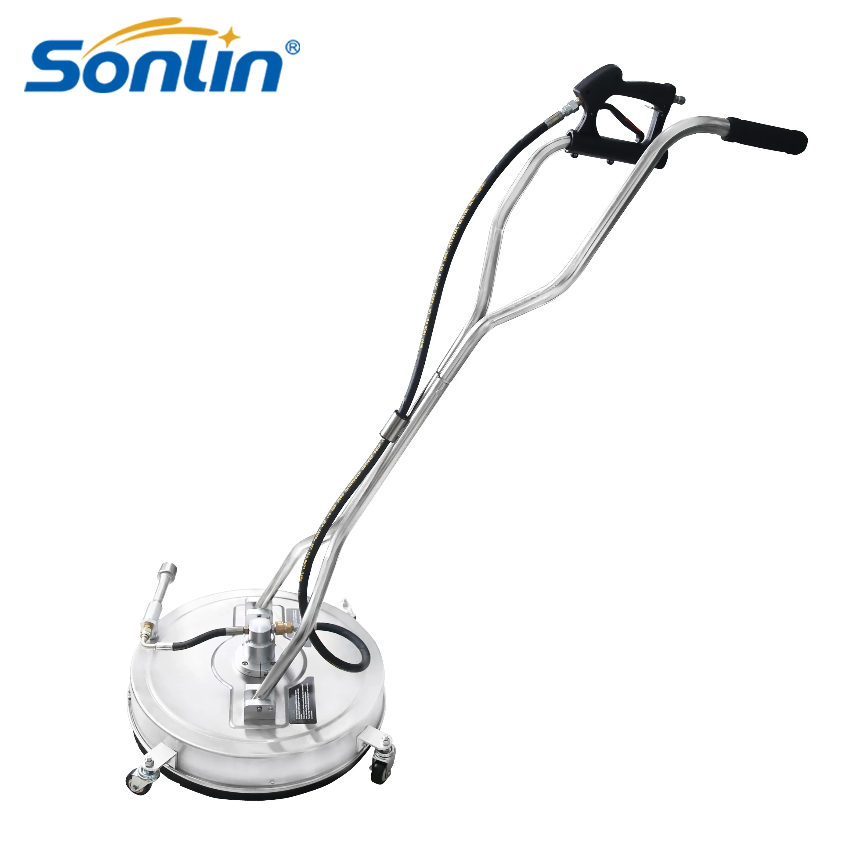 4000PSI 22Inch High Pressure Surface Cleaner 360 Degree Automatic Rotation Stainless Steel Flat Water Broom With Dual Handle