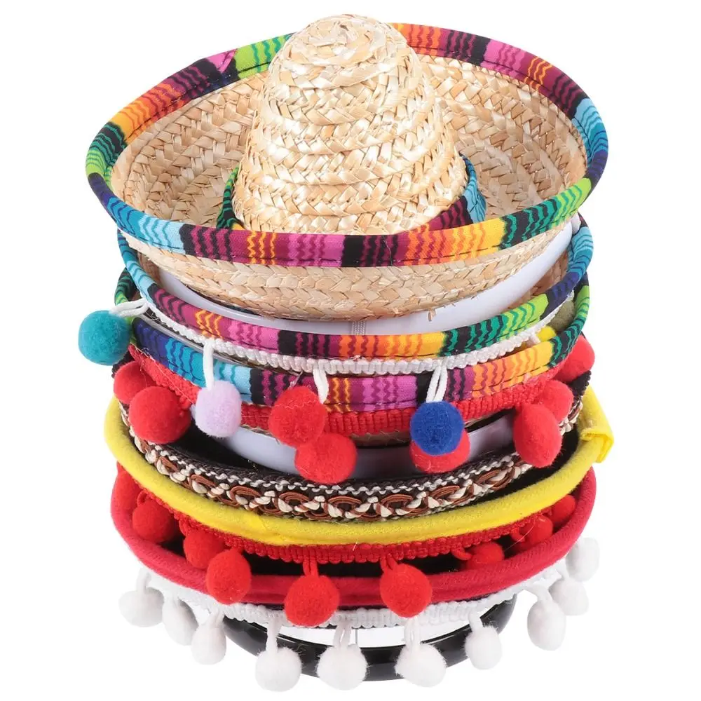 

Mexican Hat Hair Hoops Mini Sombrero Headbands Festival Headdress Performance Props Party Favors