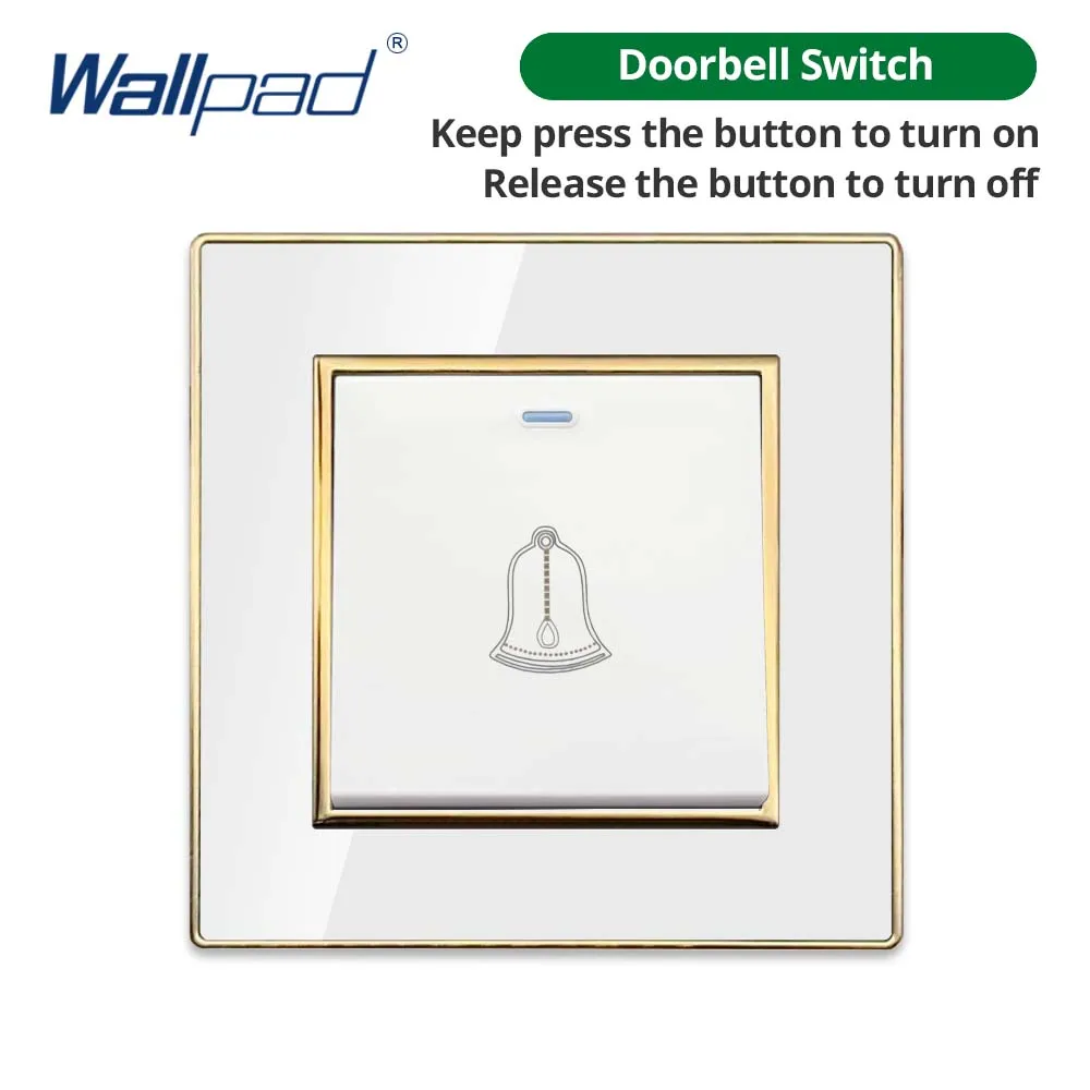 Wallpad Weißes Acryl-Panel mit goldenem Rand, 2-Wege-Wandlichtschalter mit LED-Anzeige, EU-Steckdose mit USB