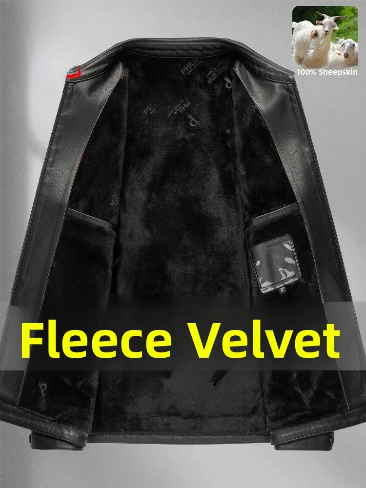 

Мужская мотоциклетная куртка Ning из натуральной кожи с воротником на молнии, осень-зима 2025, новинка, высококачественная овчина