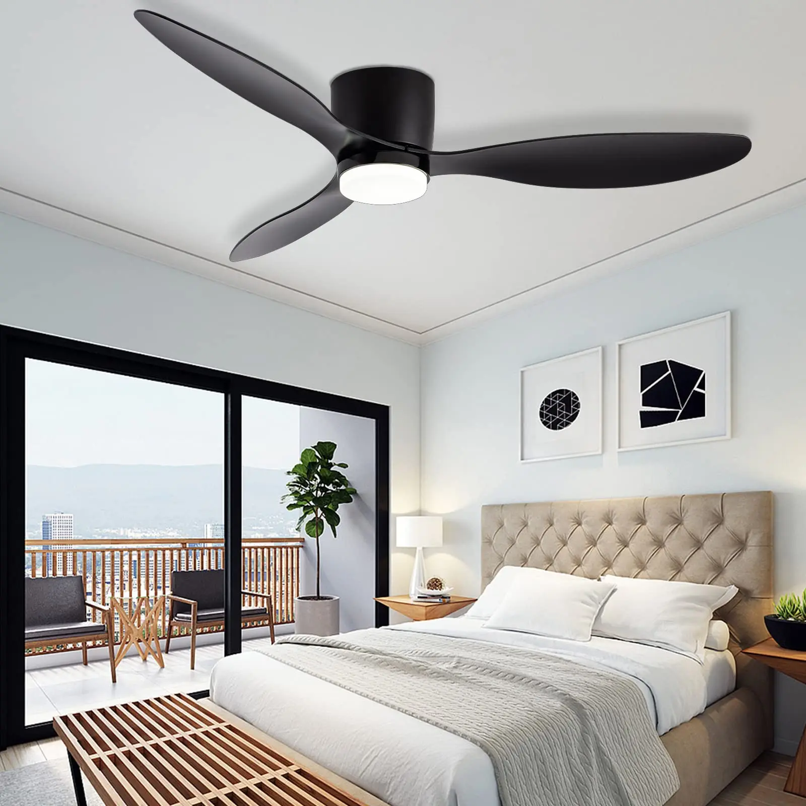 IRALAN Plafondventilator Licht Energiebesparende Mute DC-motor 3-kleurig veranderlijk 6-snelheden verstelbaar ventilatorlicht voor slaapkamer woonkamer