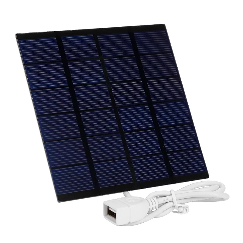 2Pcs Portable Small 1.5W 6V 250mA Solar Panel Charger 110*110*2mm with USB Interface for Ourdoor Mobile Phone Solar Fan Lights