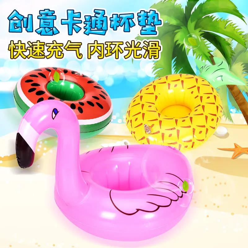 Suporte de copo inflável de verão unicórnio flamingo bebida titular piscina flutuador de banho piscina brinquedo festa decoração barra coasters