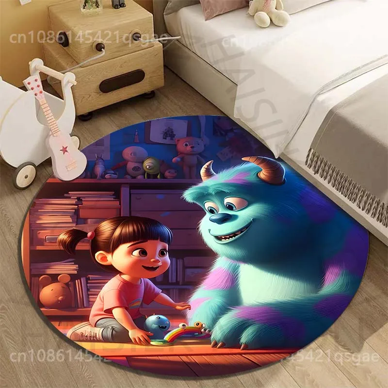 Disney Boo Monsters, Inc. Printed Round Carpet Living Room Sofa Table Carpet Large Pet Mat Soft Round Rug Home Decor for Gifts