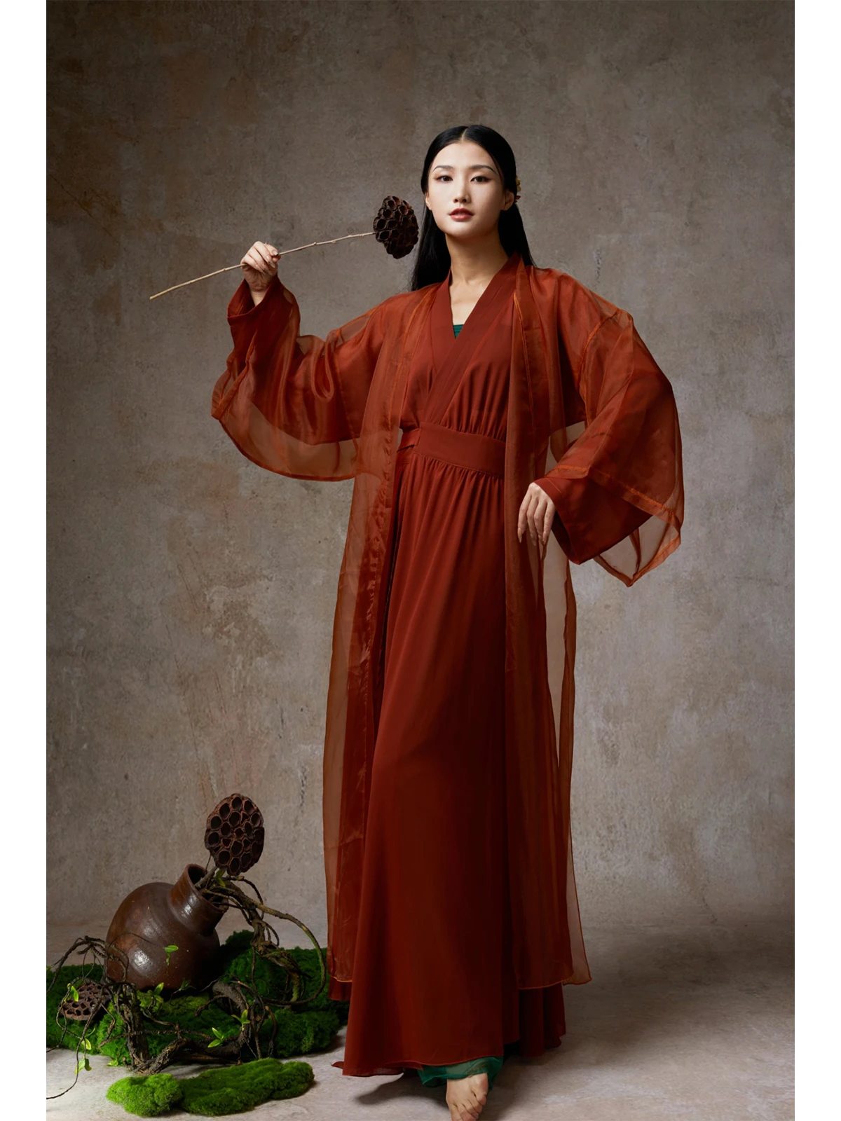 

Ele Wide Sve Long irt Hanfu Sle Дрейфующее платье Танцевальный костюм Традиционная китайская одежда Этническая сцена ...