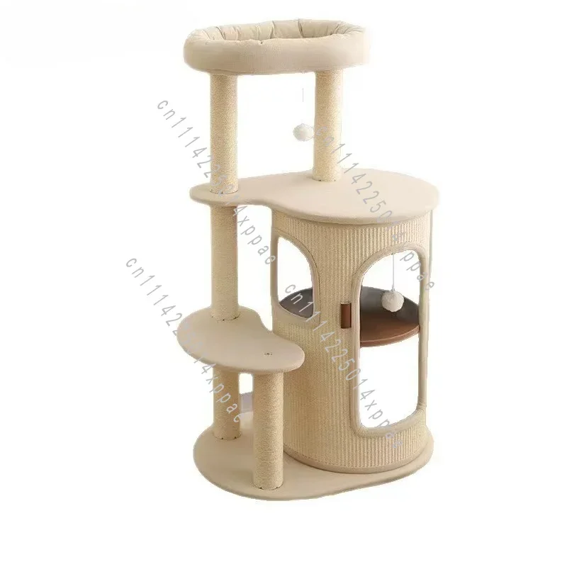 For Tree Solid Wood House Sisal Scratching Pad Multi Level Compact Design Small Space Friendly Durable Pet Furniture