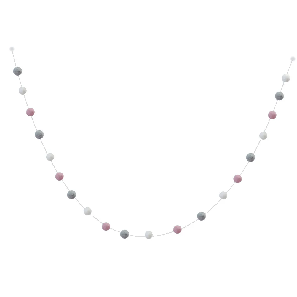 

Wool Felt Ball Garland 2M White Grey Pink Hanging Decor For Bedroom Party Wedding Baby Shower Wall Pendant