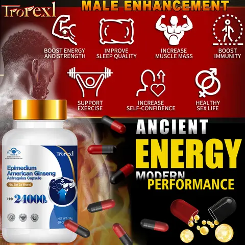 100% Premium Epimedium Horny Goat Weed American Ginseng Capsules
