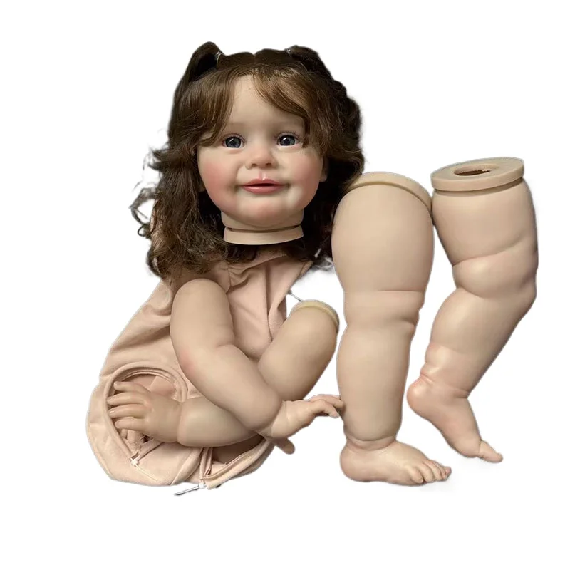 26inch Brown Hair  DIY Doll Parts Zoe Unfinished Painted Reborn Doll Kit with Body Cloth and Eyes