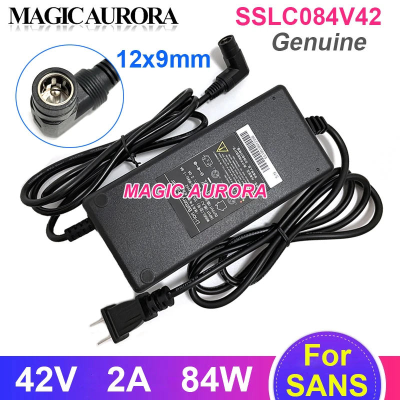 US Plug SSLC084V42 42V 2A 84W For SANS Li-ion Battery Charger For Makadam Bike Power Suppy AC Adapter 12x9mm