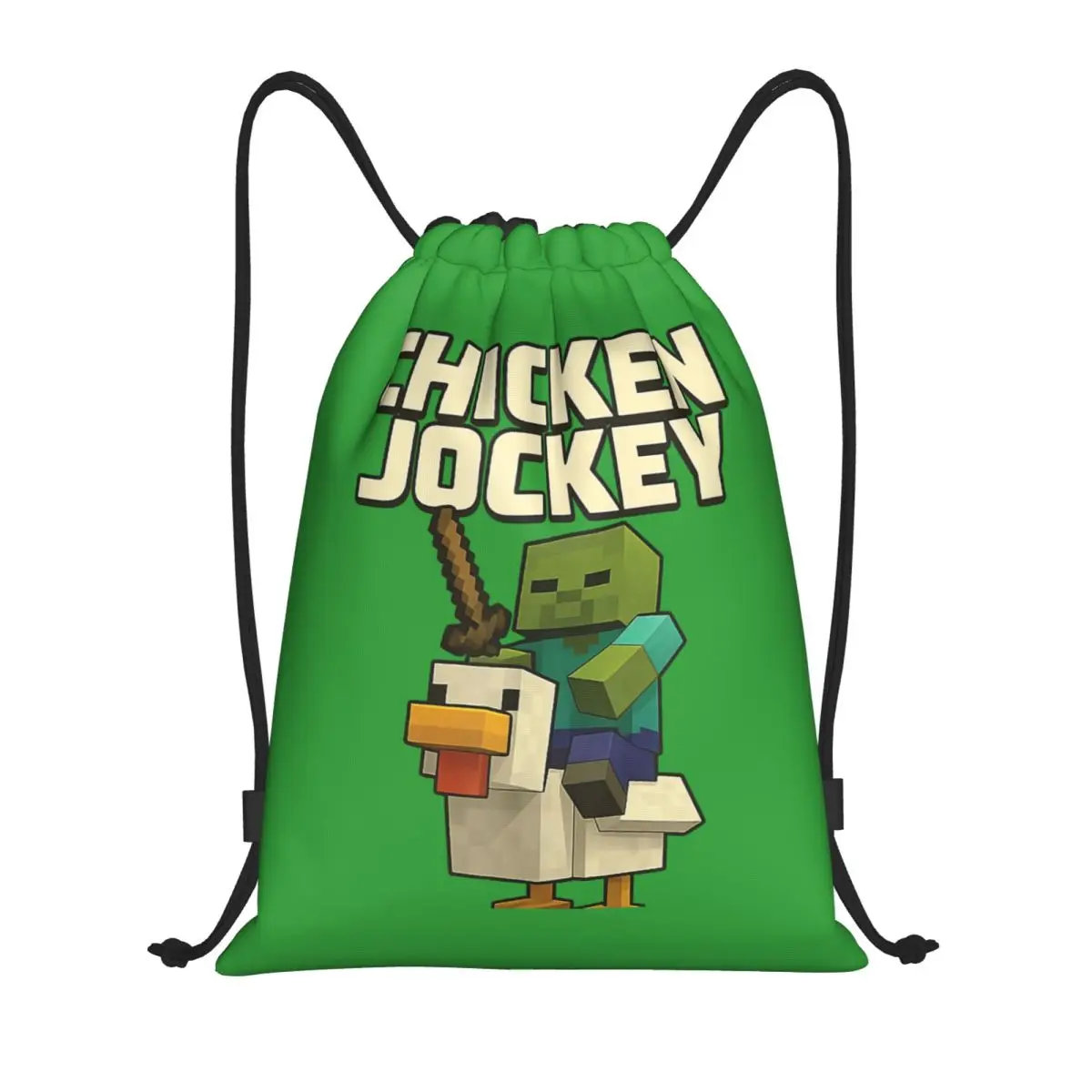 

Vintage Chicken Jockey Drawstring Backpack Sports Gym Bag String Sackpack for Running