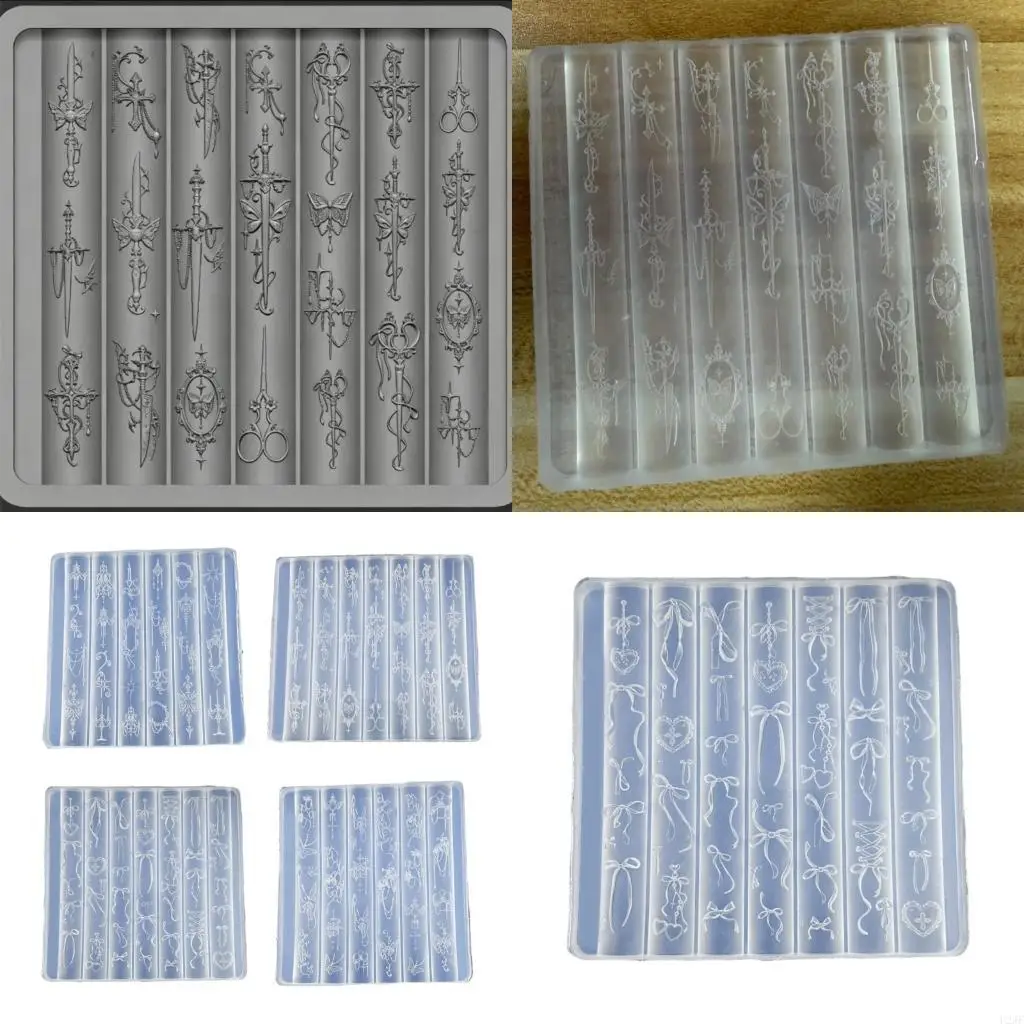   Flexible Nails Mould Retro Theme Nails Art Template Moulds Silicone Texture Suitable for Beauticians and Art Learners
