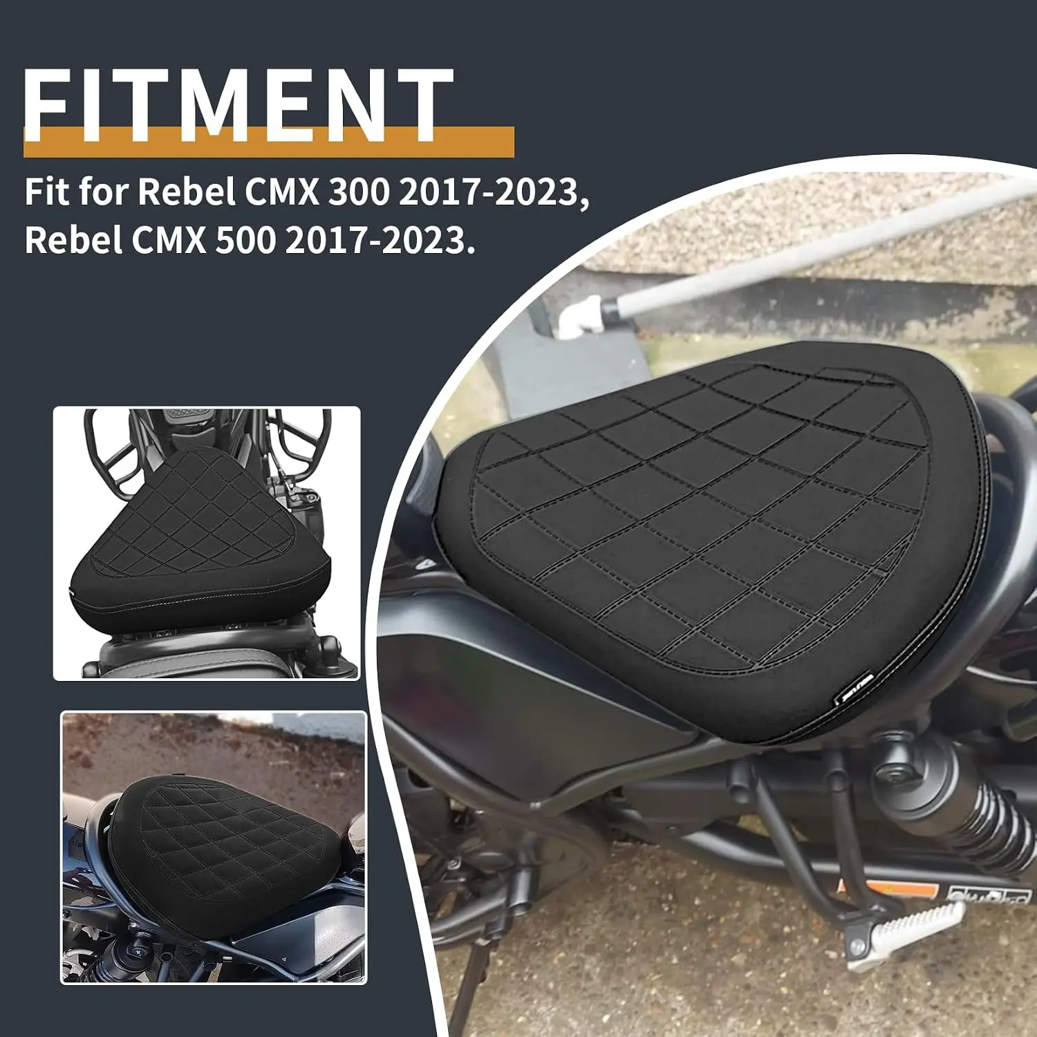Front Rider Seat Cushion for Rebel CMX 300 500 2017-2025 Black