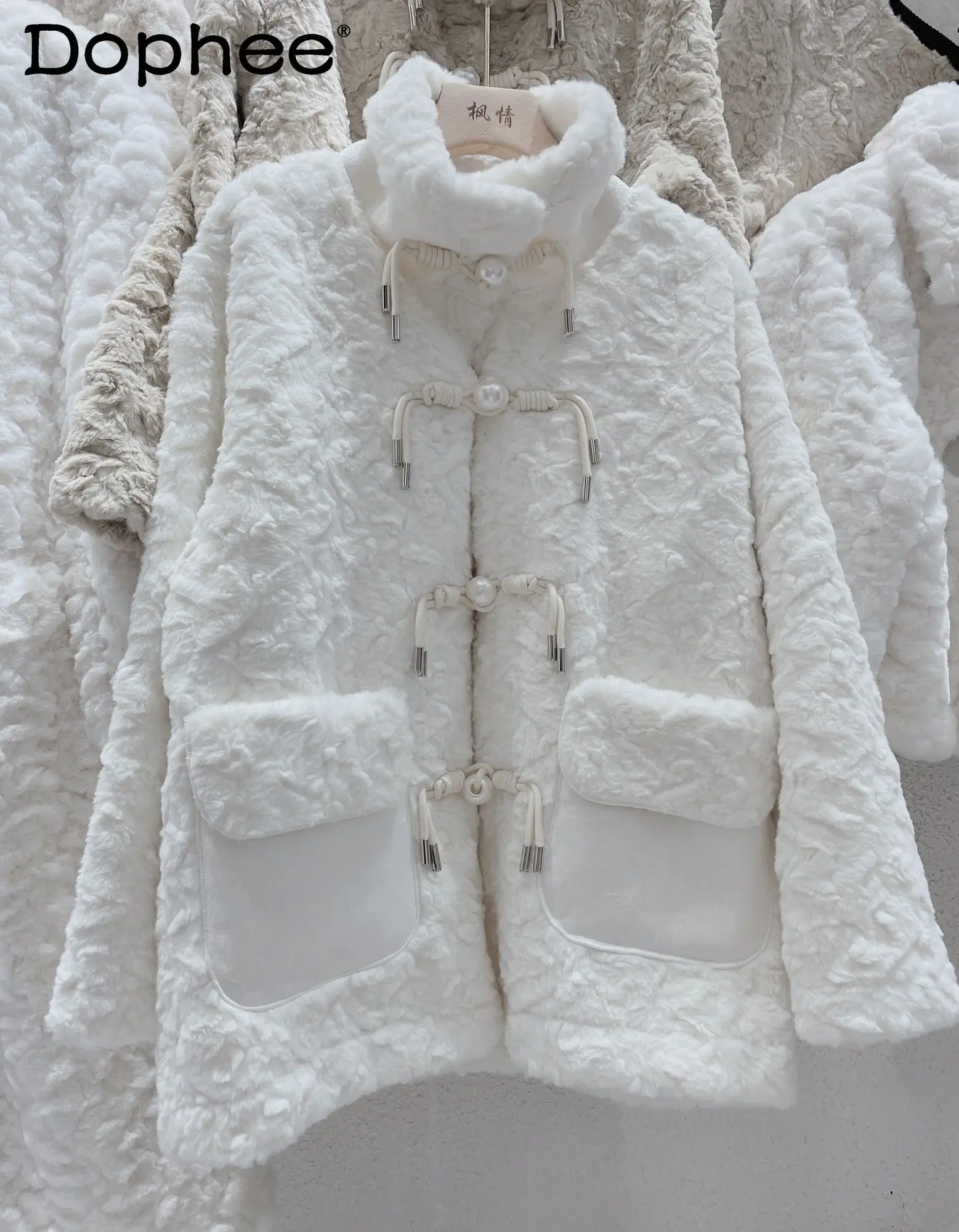 

Wool White Lamb Luxury Plush 2023 Winter Women's Korean-Style Imitation Fur Mid-Length Thickened Warm Coat