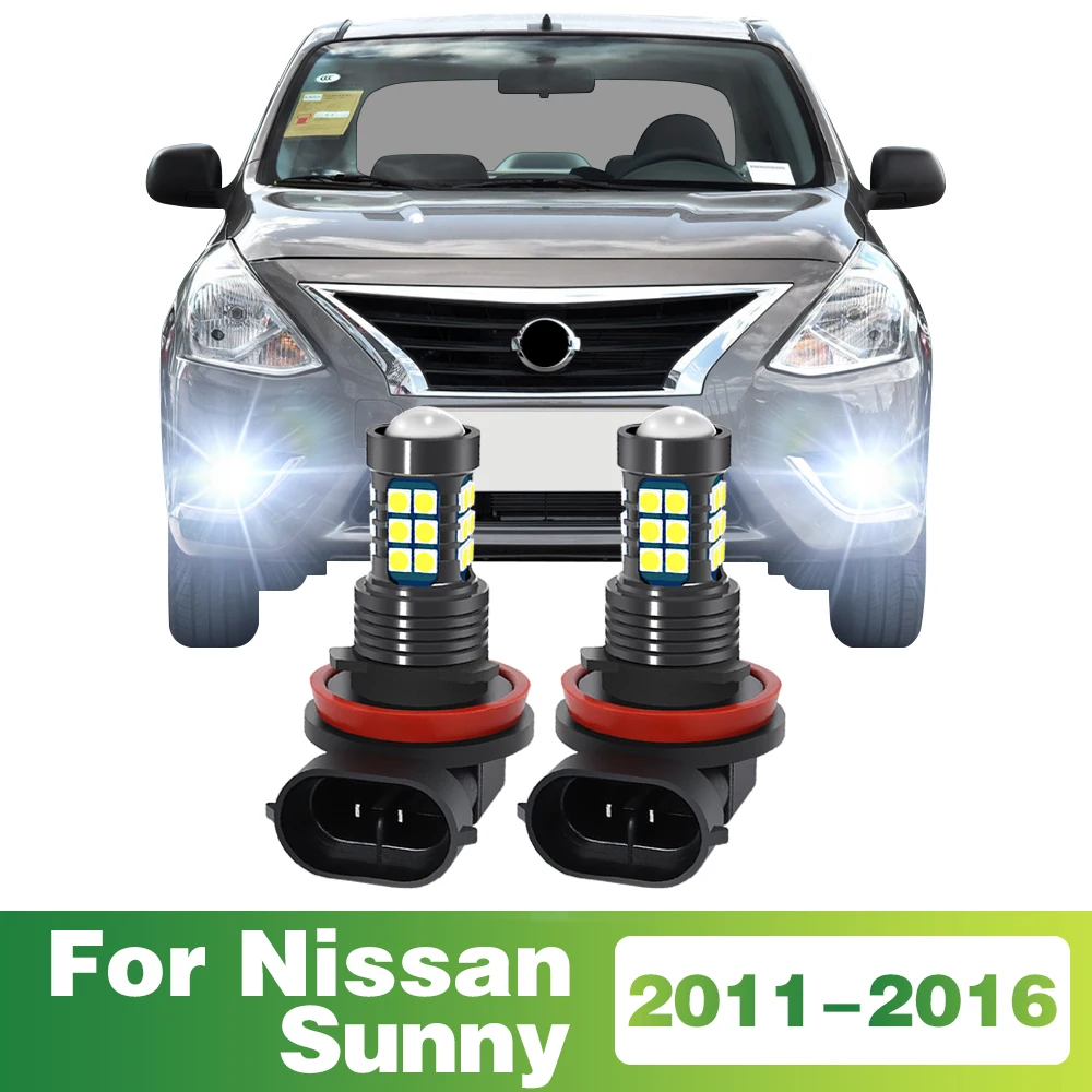 2Pcs LED Car Lamp Front Bulb Fog Light For Nissan Sunny 2011 2012 2013 2014 2015 2016 Accessories