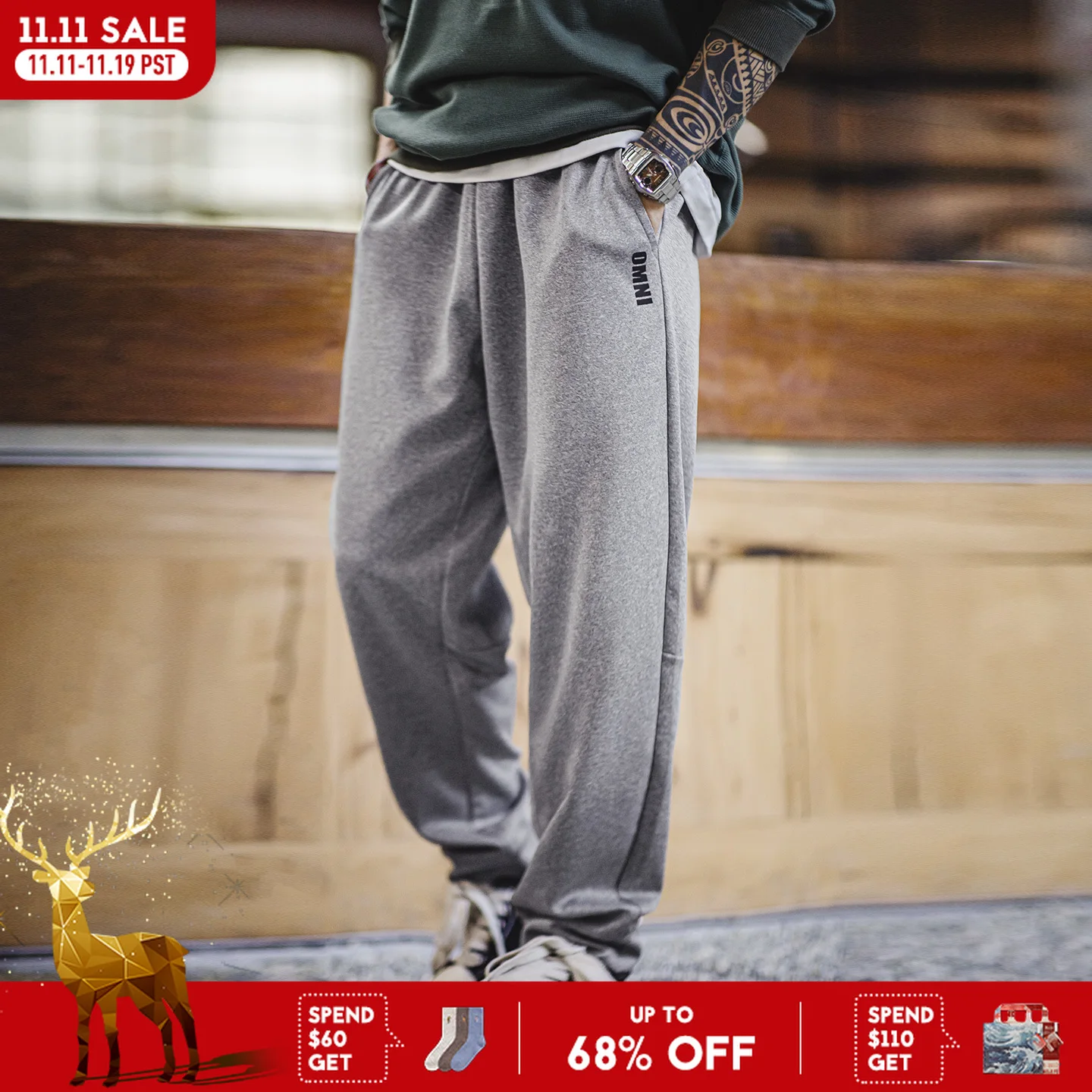 

Мужские повседневные легкие штаны Maden с эластичной резинкой на талии, однотонные дышащие спортивные штаны с прямыми штанинами и манжетами, спортивные тренировочные брюки на осень