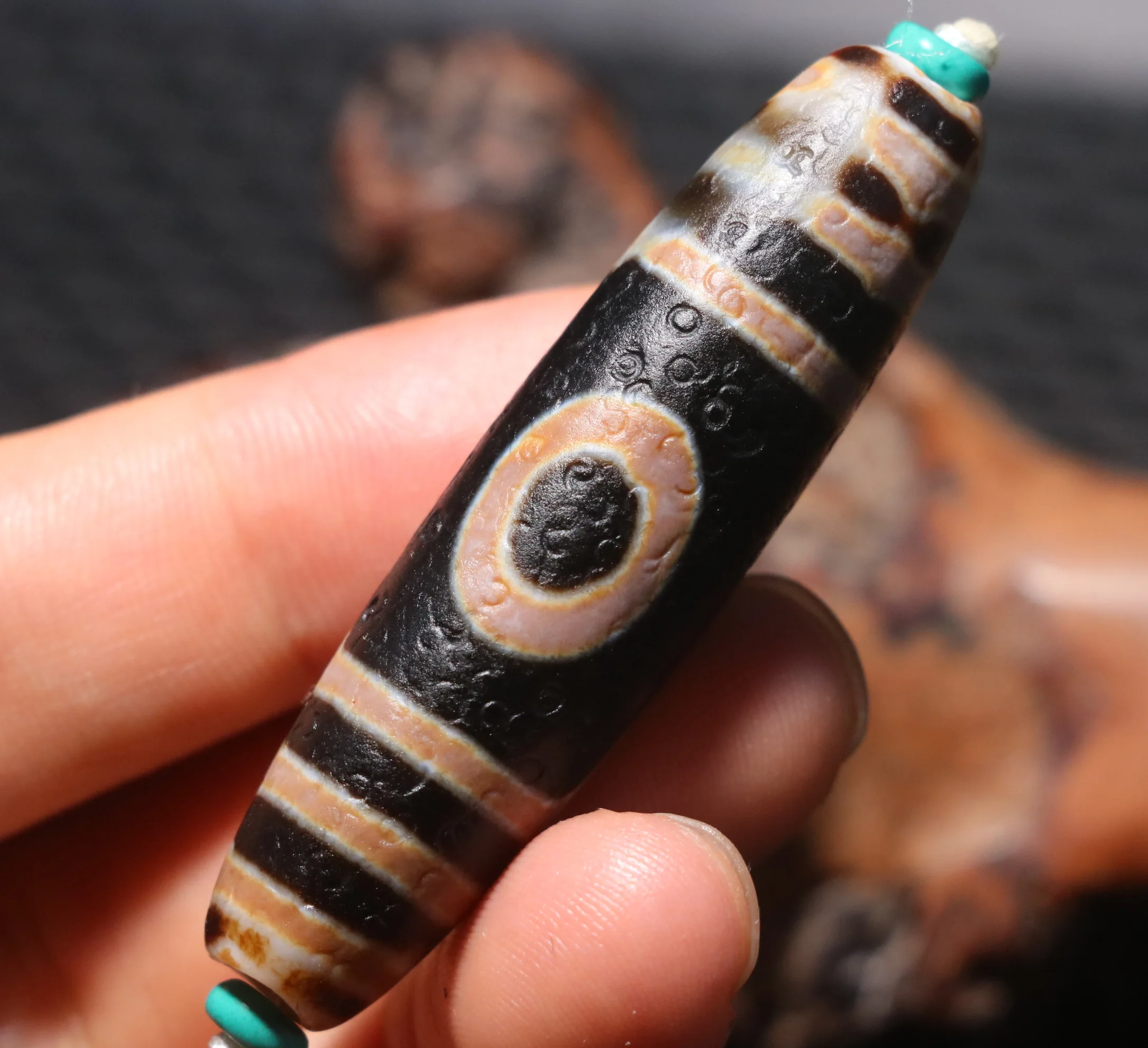 Ultra Magic Energy Tibetan Top Old Agate FU&Lu&SHOU 3 Eyed dZi Bead Amulet R Gem Jewelry For Pendant Big Treasure