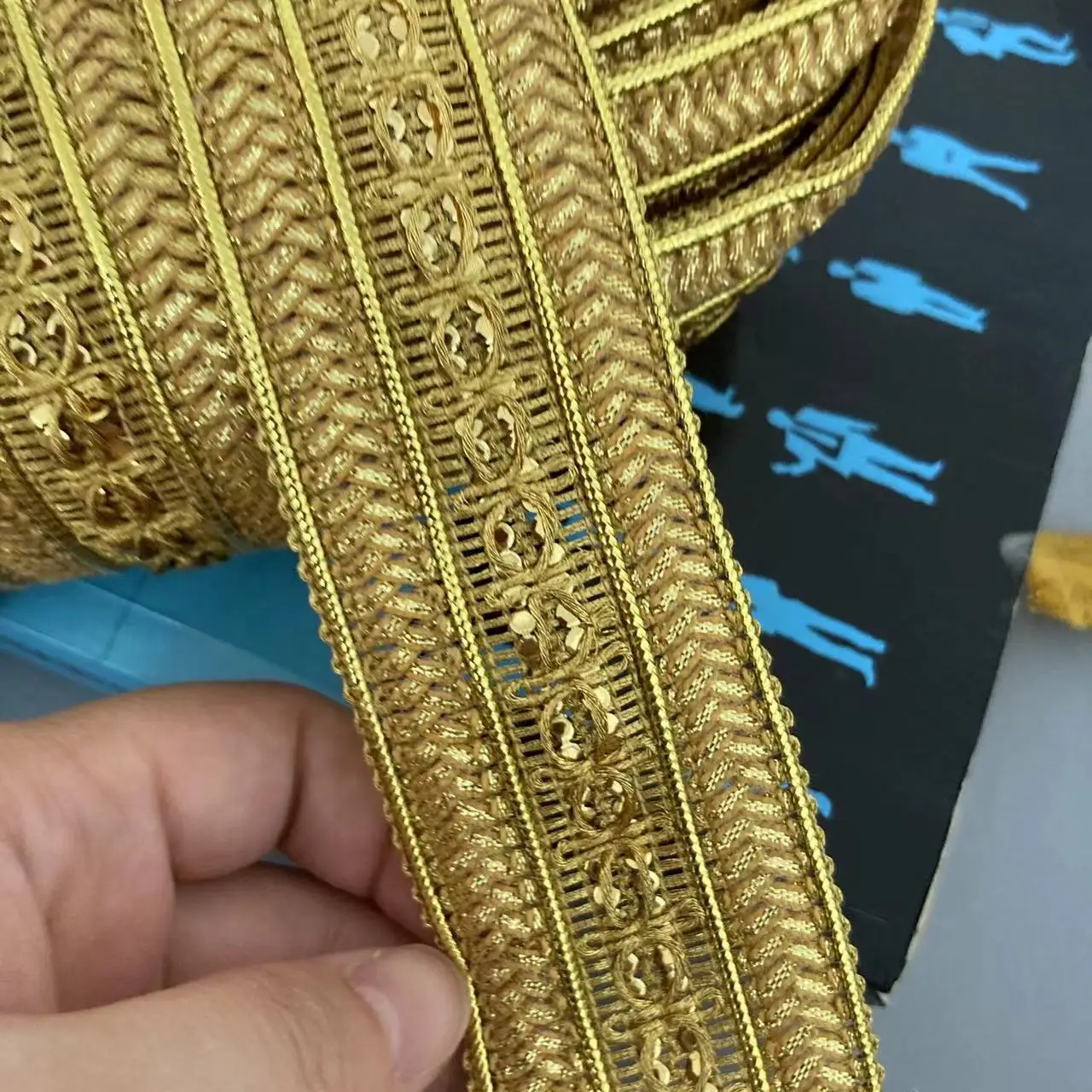 1 Yard 4.5cm Gold Lace Trim Ribbon Gold Thread Webbing Ethnic Style Clothing Embroidery Sequin Fabric Jacquard Accessories New