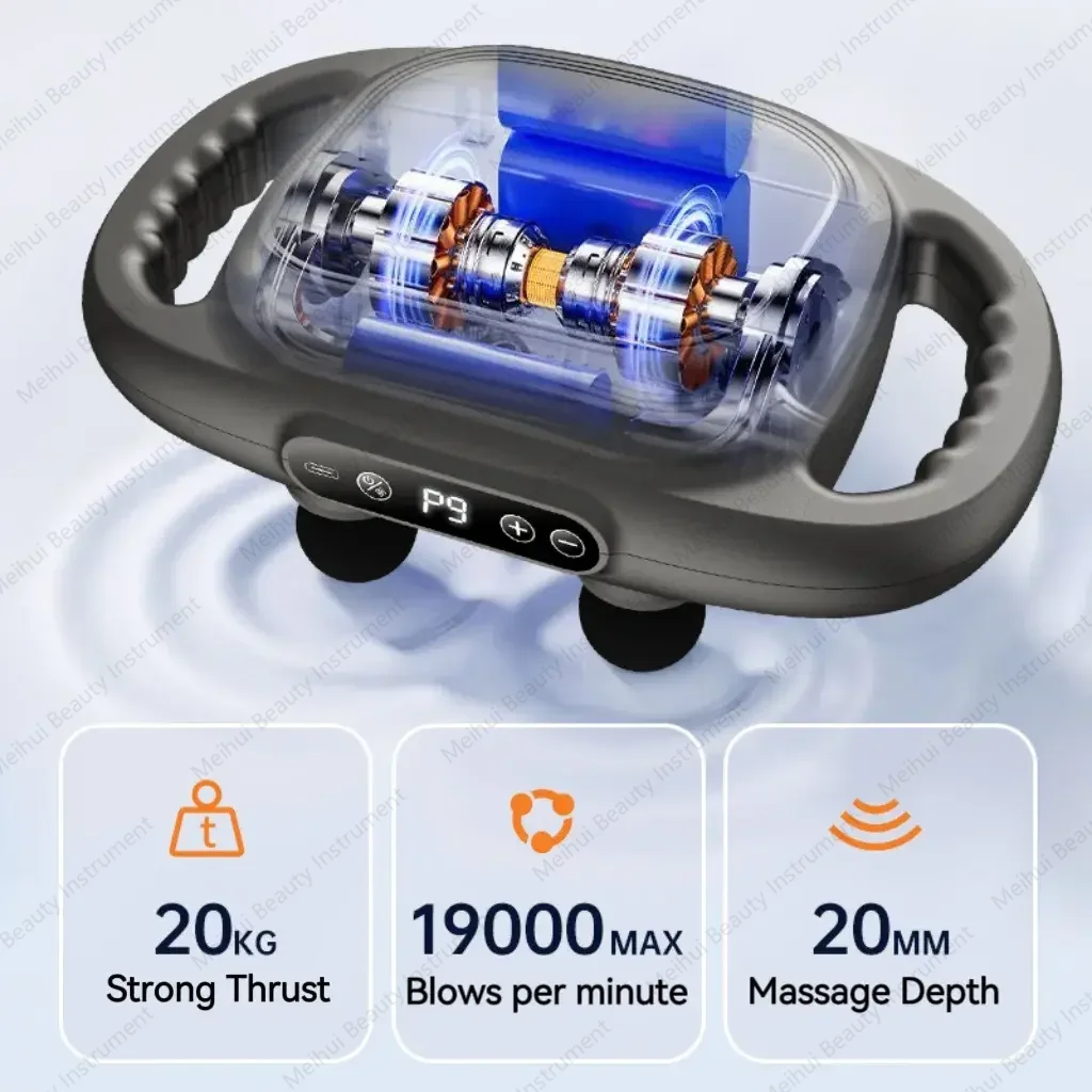 Factory White Handheld Massage Gun 6 Head Rechargeable Massage Gun Deep Tissue Back Massager Pain Relief Device