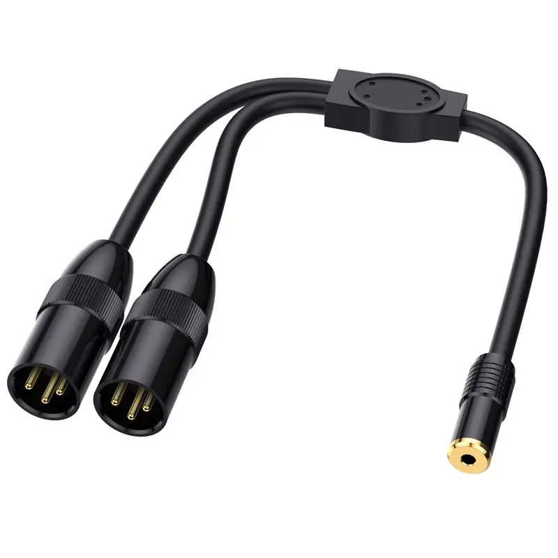 1/2 Bend Metal Shell Gold-Plated DC3.5mm Stereo Male to XLR Male Female Microphone Mixer, Speaker Amplifier, Camera Audio Cable