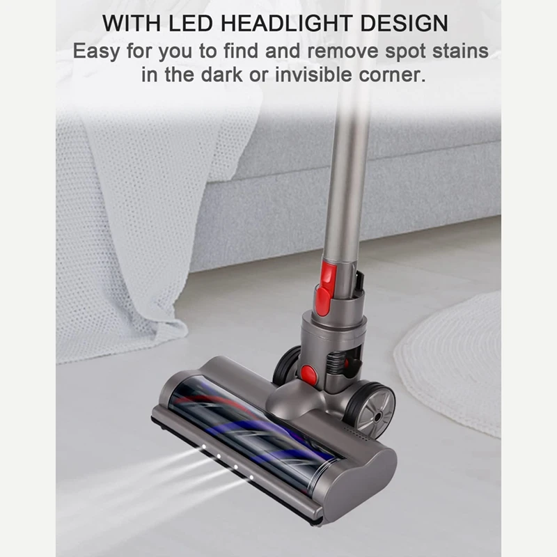 Cepillo eléctrico Turbo motorizado para Dyson V7, V8, V10, V11, V15, cabezal limpiador con luz LED para suelo duro de azulejo de alfombra