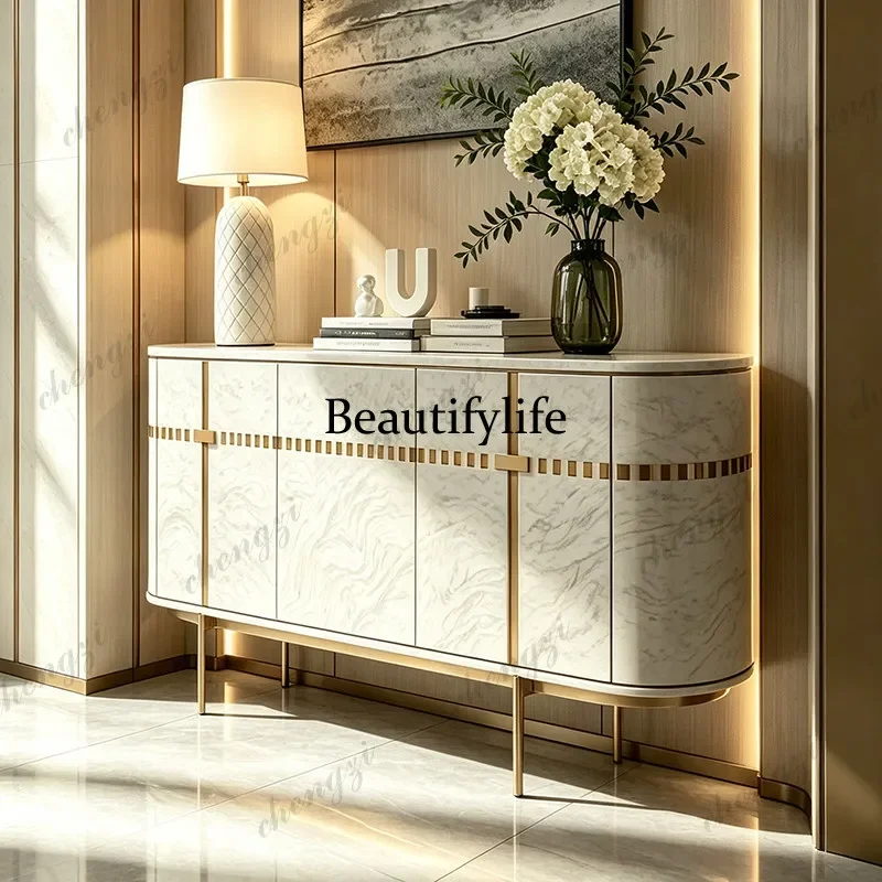 Italian light luxury marble dining side cabinet multi-functional locker cream wind porch cabinet