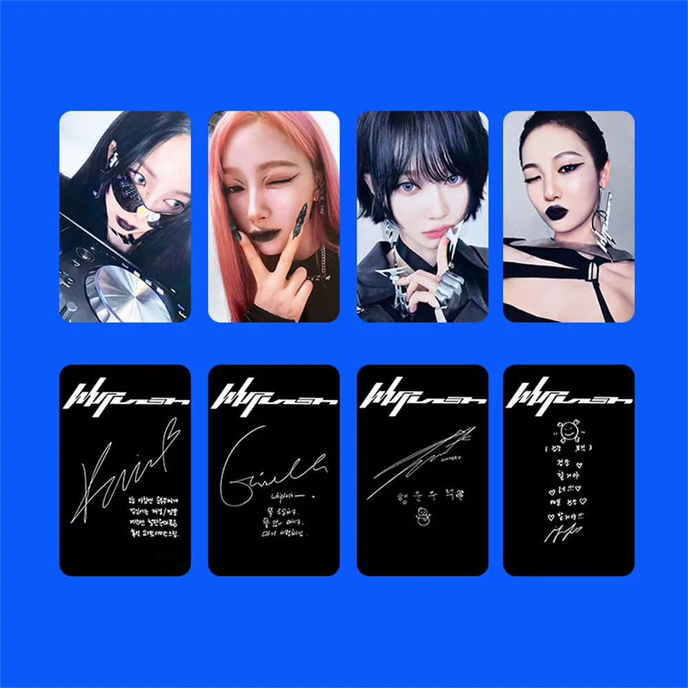 4Psc/Set Kpop Idols NINGNIN Winter Whiplash Photocard High Quality Double Side Printing LOMO Card KARINA GISELLE Fans Collection