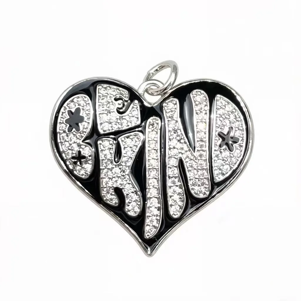 5Pcs Zirconia Pave Copper Autism Awareness Heart Charms for Autism Symbol Be Kind Support Jewelry Making DIY Bracelets Necklace